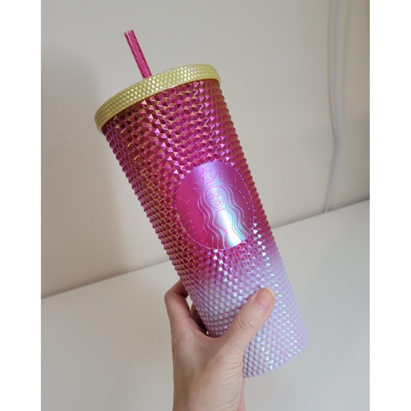 Starbucks 2024 Pearl Ruby White Gold Ombre Studded Tumbler 24oz Venti Cup - Picture 5 of 5